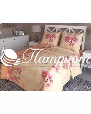 КПБ 1.5 спальный Китайская сакура, персиковый, набивная бязь 125 г/м² 332-2